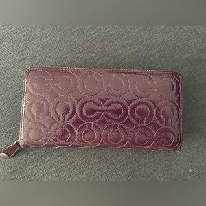Purple Coach patten leather large wallet